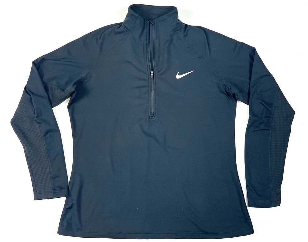 Nike Dri-Fit Black 1/2 Zip Long Sleeve Athletic Pullover Top Women's Size L